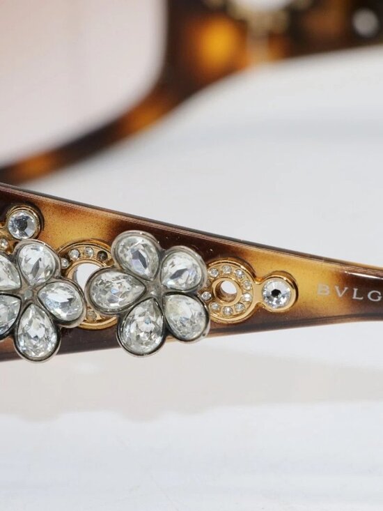 Bvlgari 856-B 502/73 Tortoise Shell Crystal Sunglasses Frames - 59-18-115 main image 6